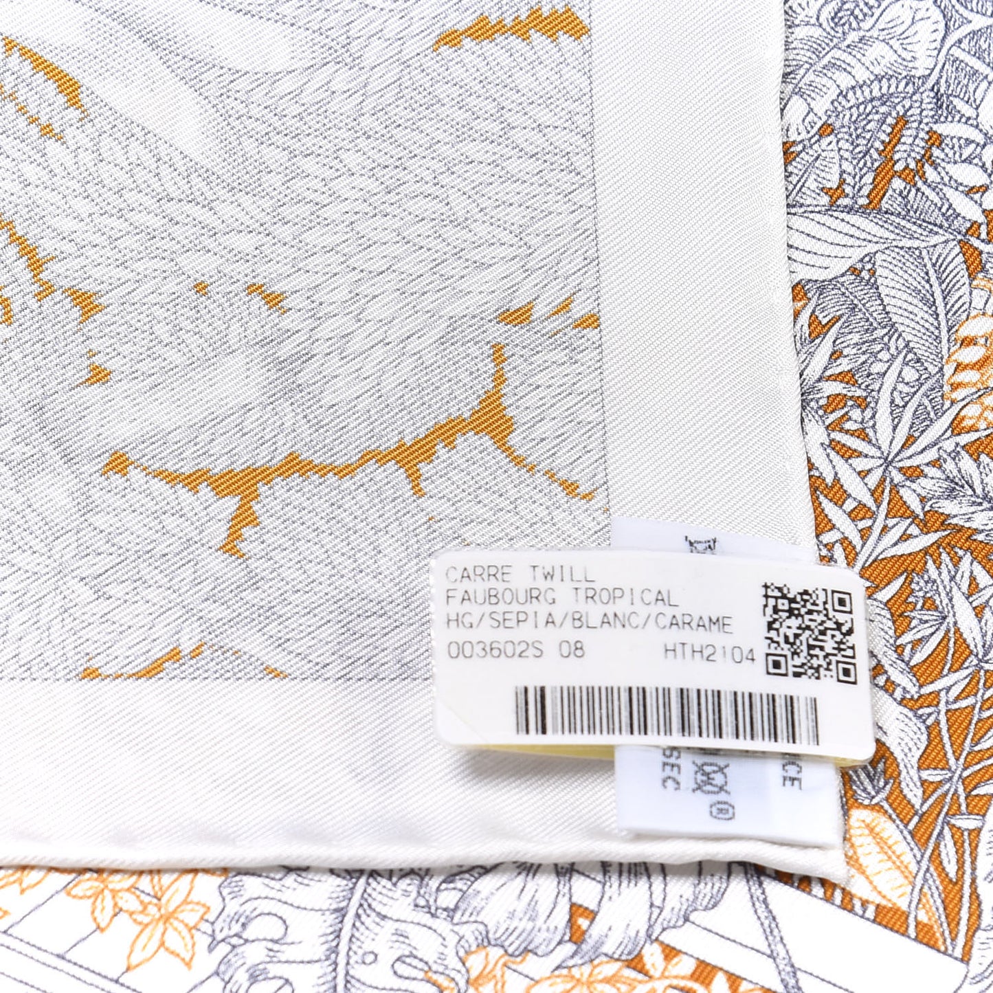 Silk Faubourg Tropical Scarf 90 Sepia White Caramel