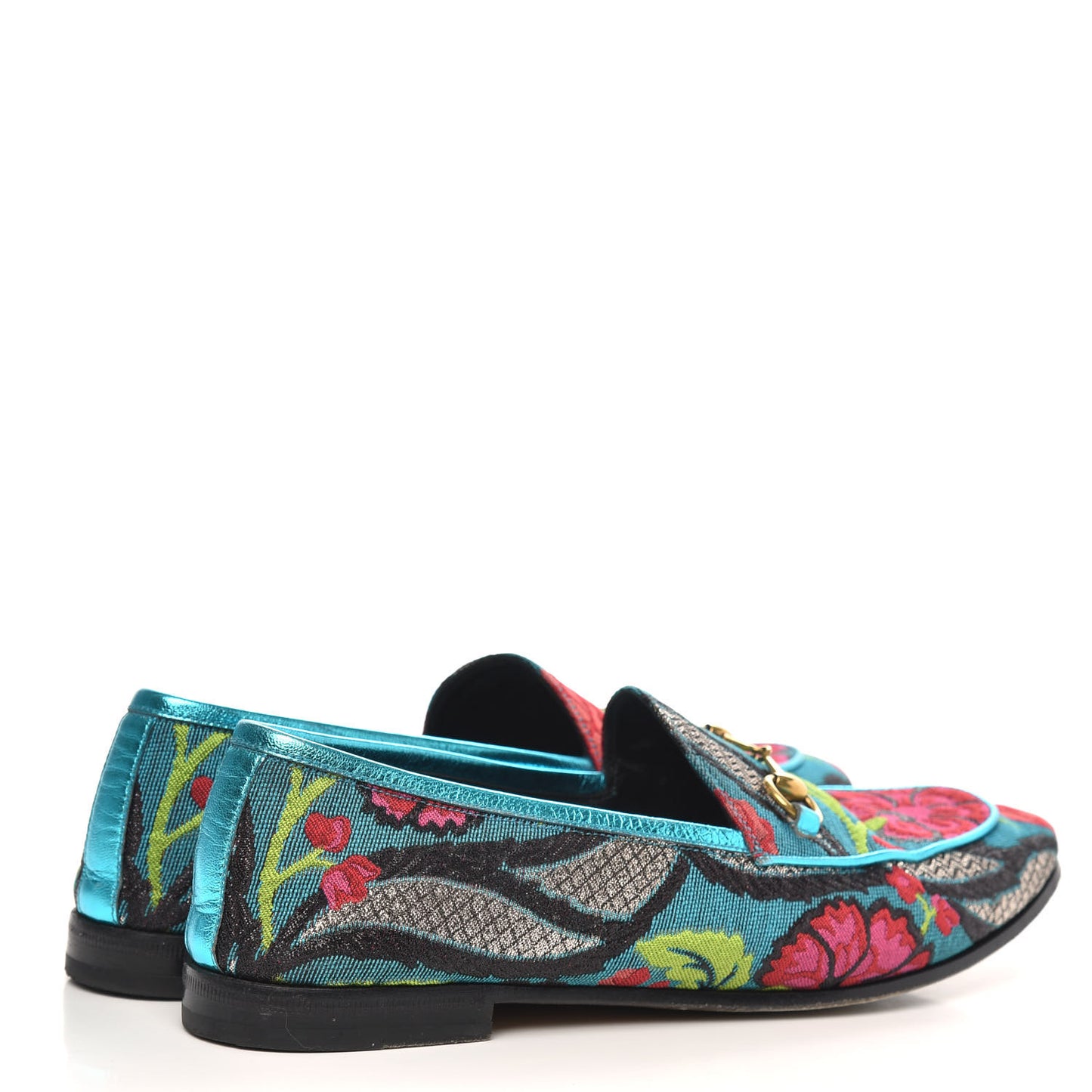 Floral Jacquard Horsebit Womens Jordaan Loafers 39 Turquoise