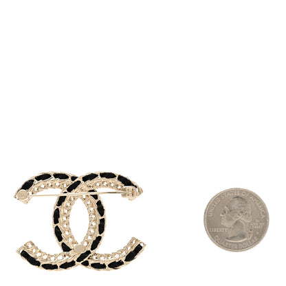 Chanel Lambskin Chain CC Brooch Black Gold 3 of 5