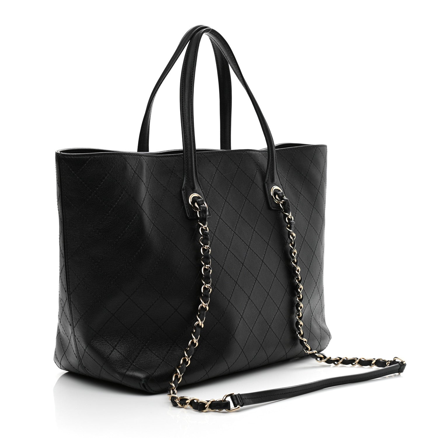 Chanel Calfskin Stitched Shopping Tote Black 3 of 8