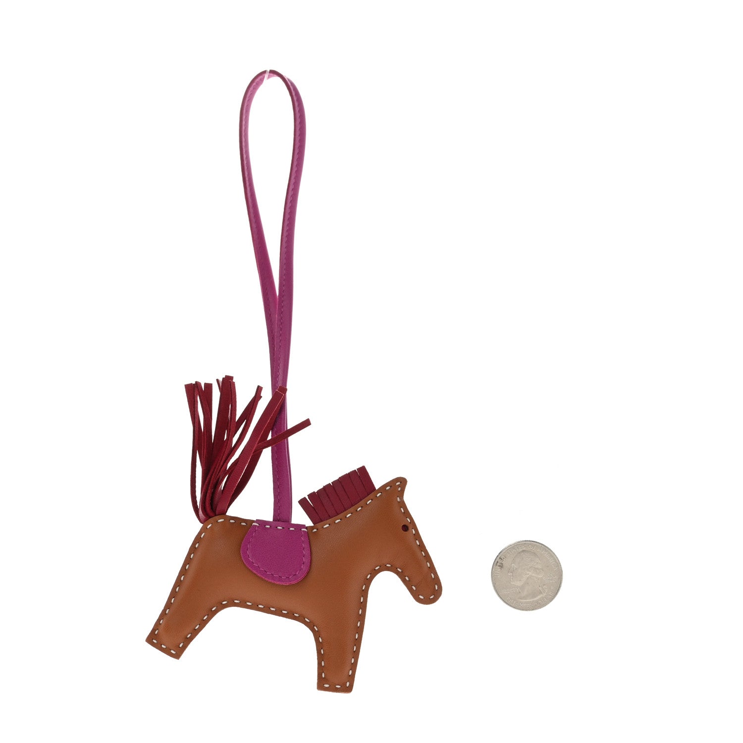 Hermes Milo Lambskin Grigri Rodeo Horse Bag Charm PM Gold Rubis Rose Pourpre 2 of 5