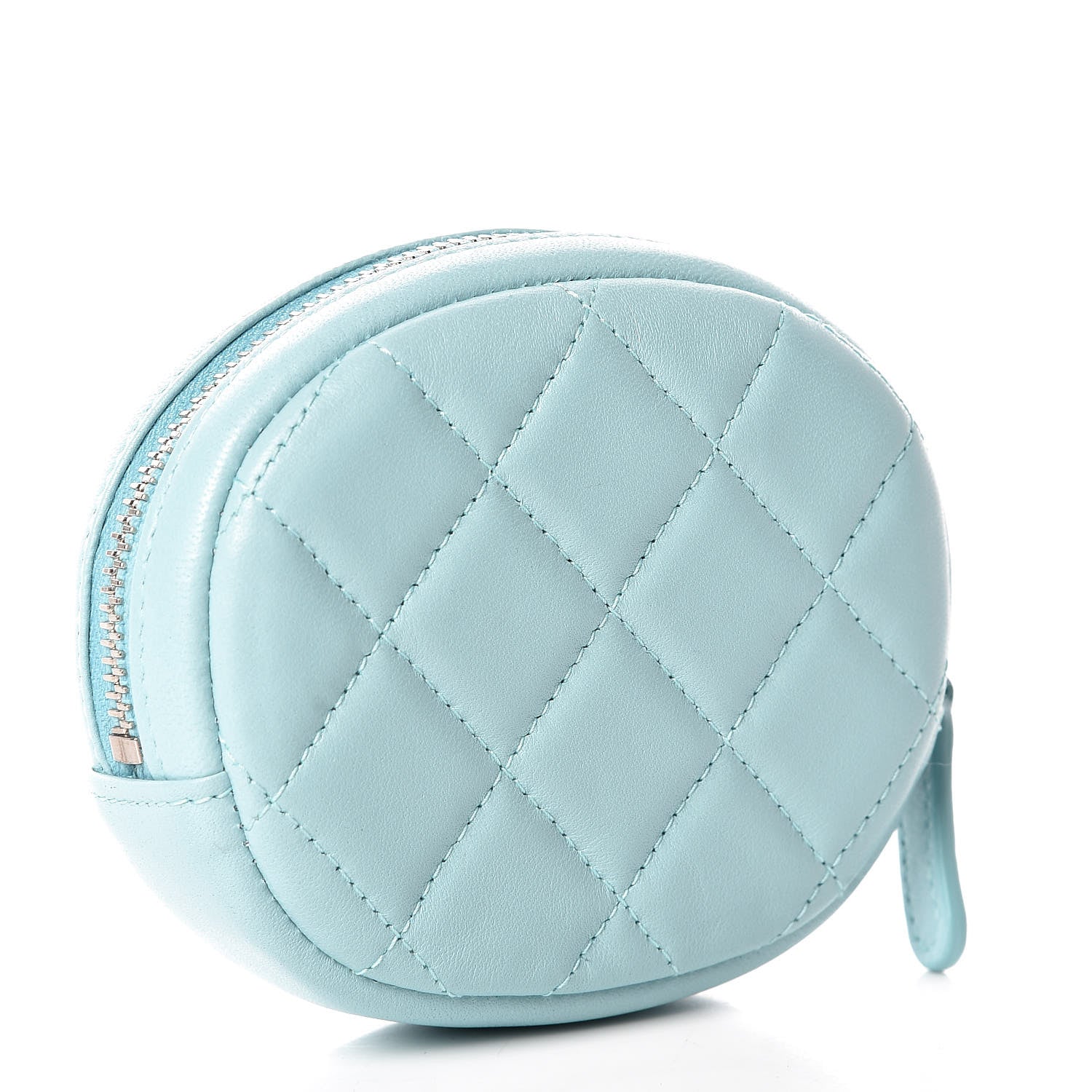 Chanel Lambskin Quilted Zip Around Classic Coin Purse Light Blue 3 of 7