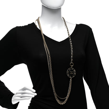 Chanel Lambskin CC Long Chain Necklace Black Gold 2 of 4