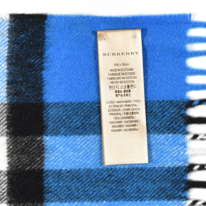 Burberry Cashmere Giant Check Fringe Scarf Bright Cornflower Blue 3 of 4