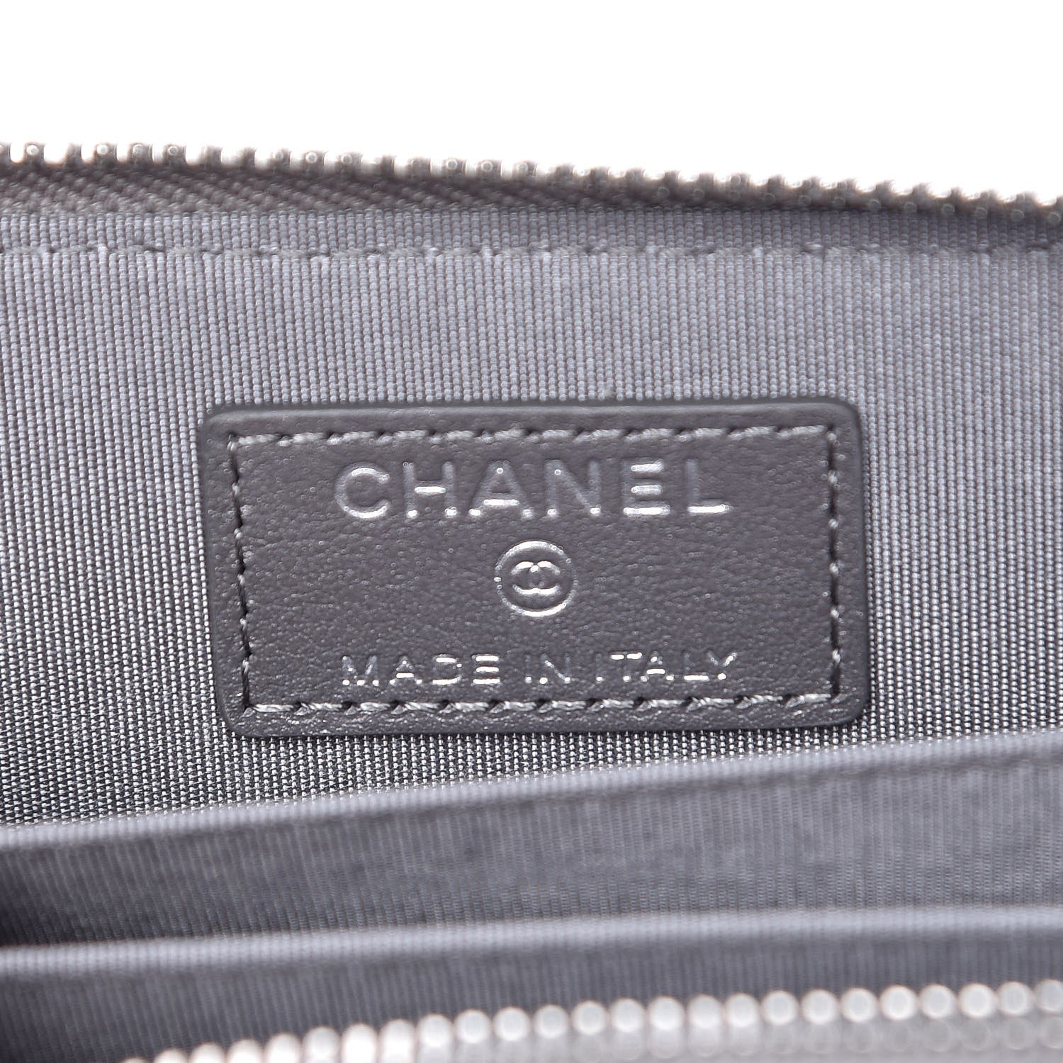 Chanel Metallic Calfskin Camellia Embossed Zip Coin Purse Grey 6 of 7