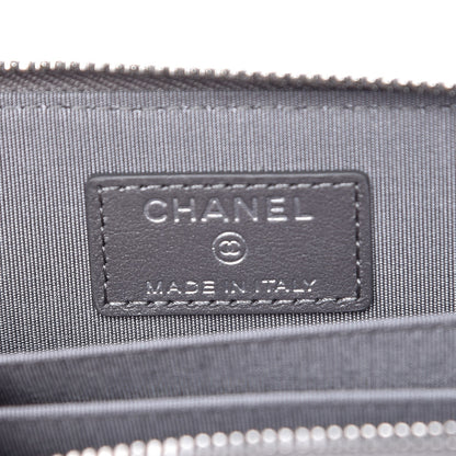 Chanel Metallic Calfskin Camellia Embossed Zip Coin Purse Grey 6 of 7