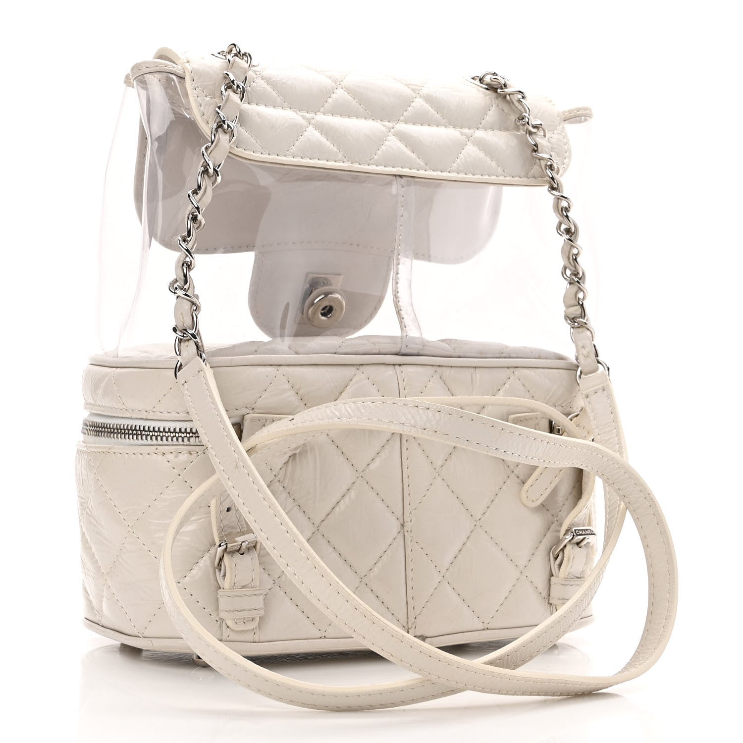 Chanel Crumpled Calfskin PVC Quilted Backpack White 3 of 12