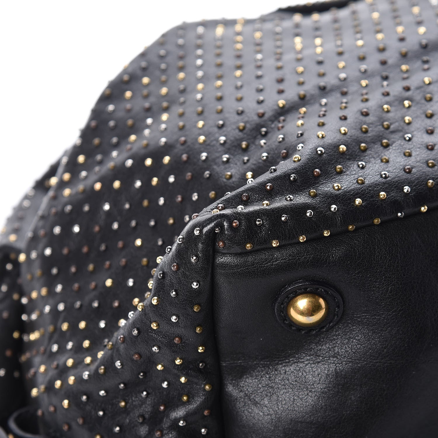 Saint Laurent Calfskin Rock Studded Easy Sac Black 12 of 14