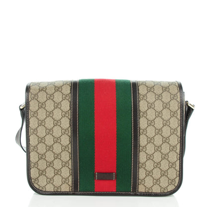 Gucci GG Plus Monogram Web Medium Flap Messenger Beige Dark Brown 1 of 7