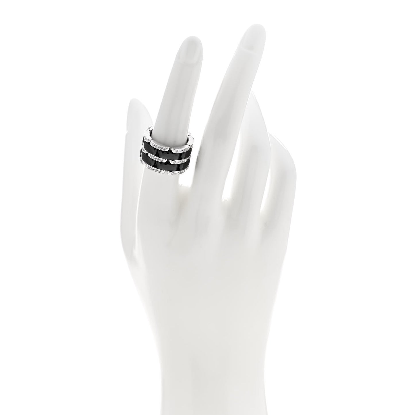 18K White Gold Ceramic Diamond Large Ultra Ring 53 6.25 Black