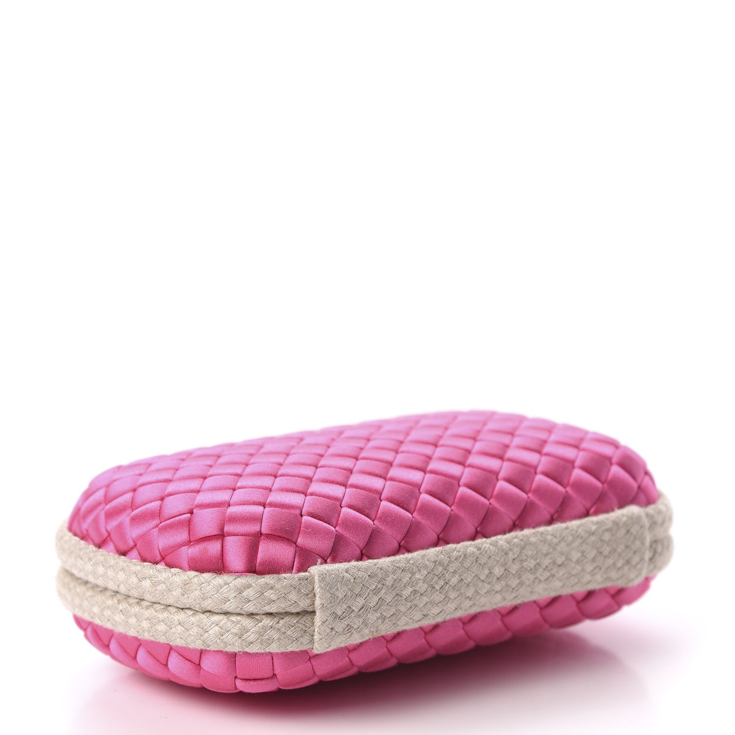 Bottega Veneta Satin Intreccio Impero Knot Clutch Rosa Shock 4 of 9