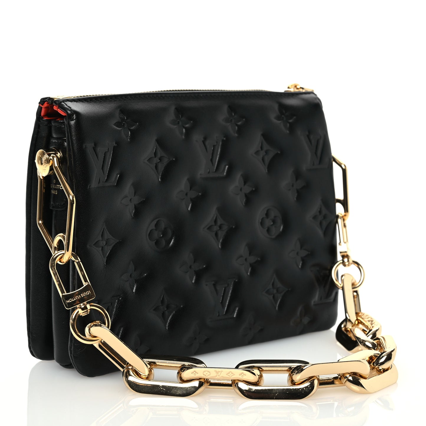 Lambskin Embossed Monogram Coussin BB Black