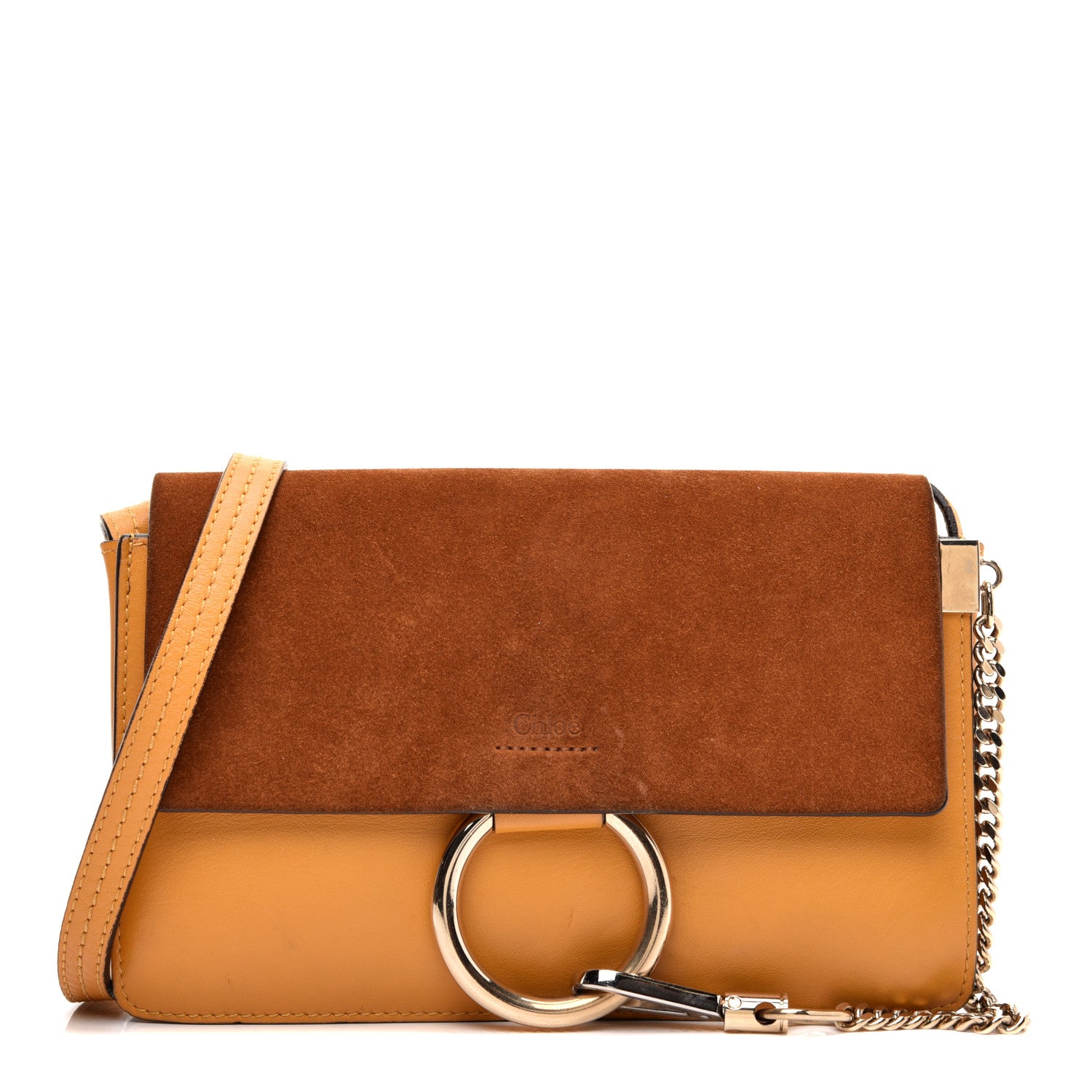 Chloe Suede Calfskin Small Faye Shoulder Bag Mustard Brown 1 of 10