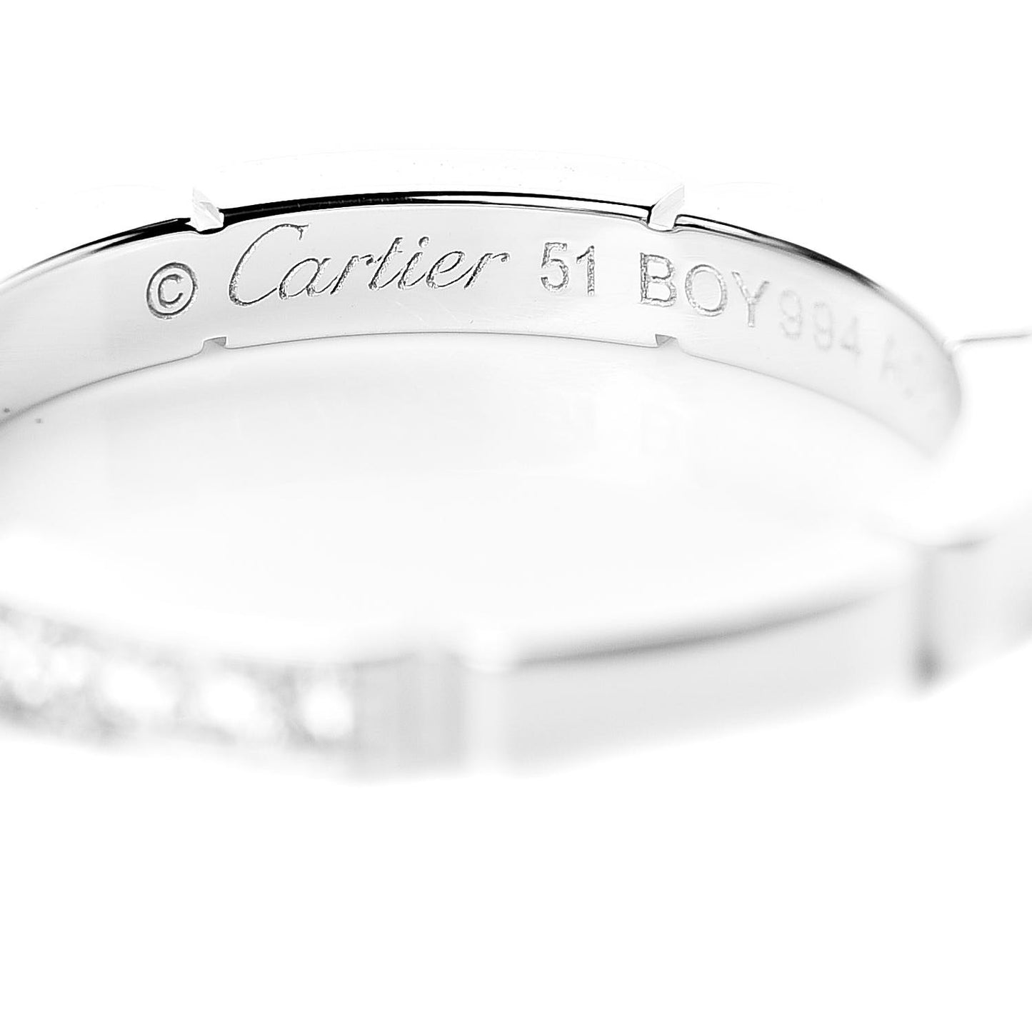 18K White Gold Diamond Maillon Panthere Wedding Band Ring 51 5.75