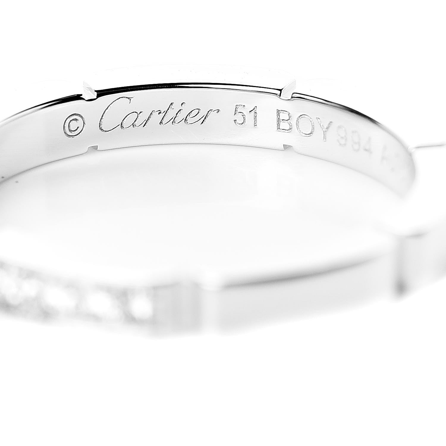 Cartier 18K White Gold Diamond Maillon Panthere Wedding Band Ring 51 5.75 5 of 5
