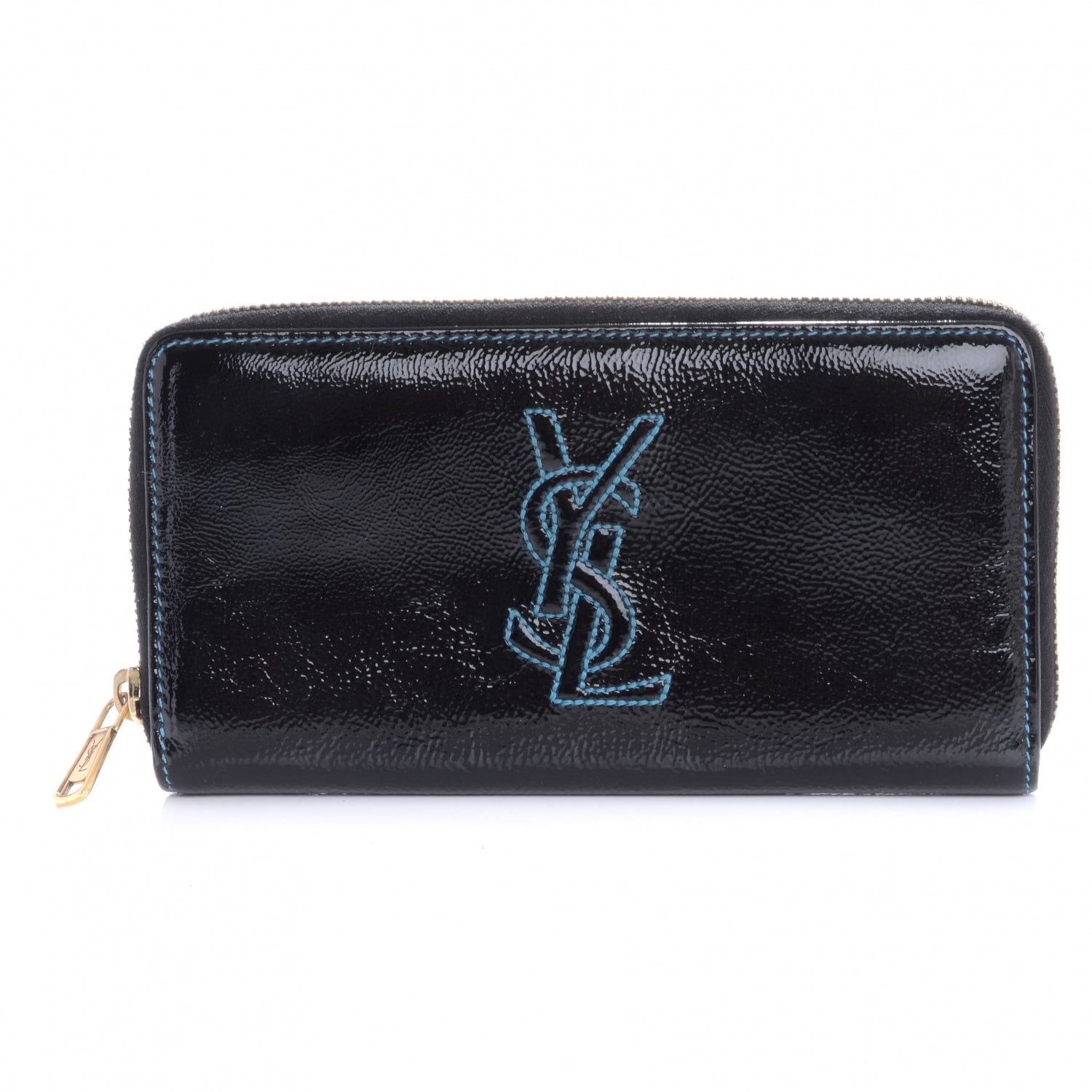 Saint Laurent Patent Belle de Jour Zip Wallet Black 1 of 8