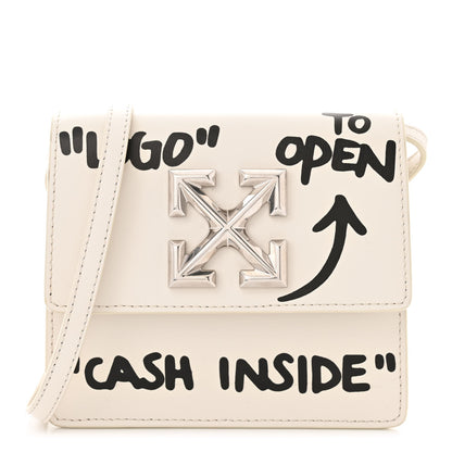 Off-White Calfskin Jitney 0.7 Cash Inside Crossbody Bag White 1 of 13