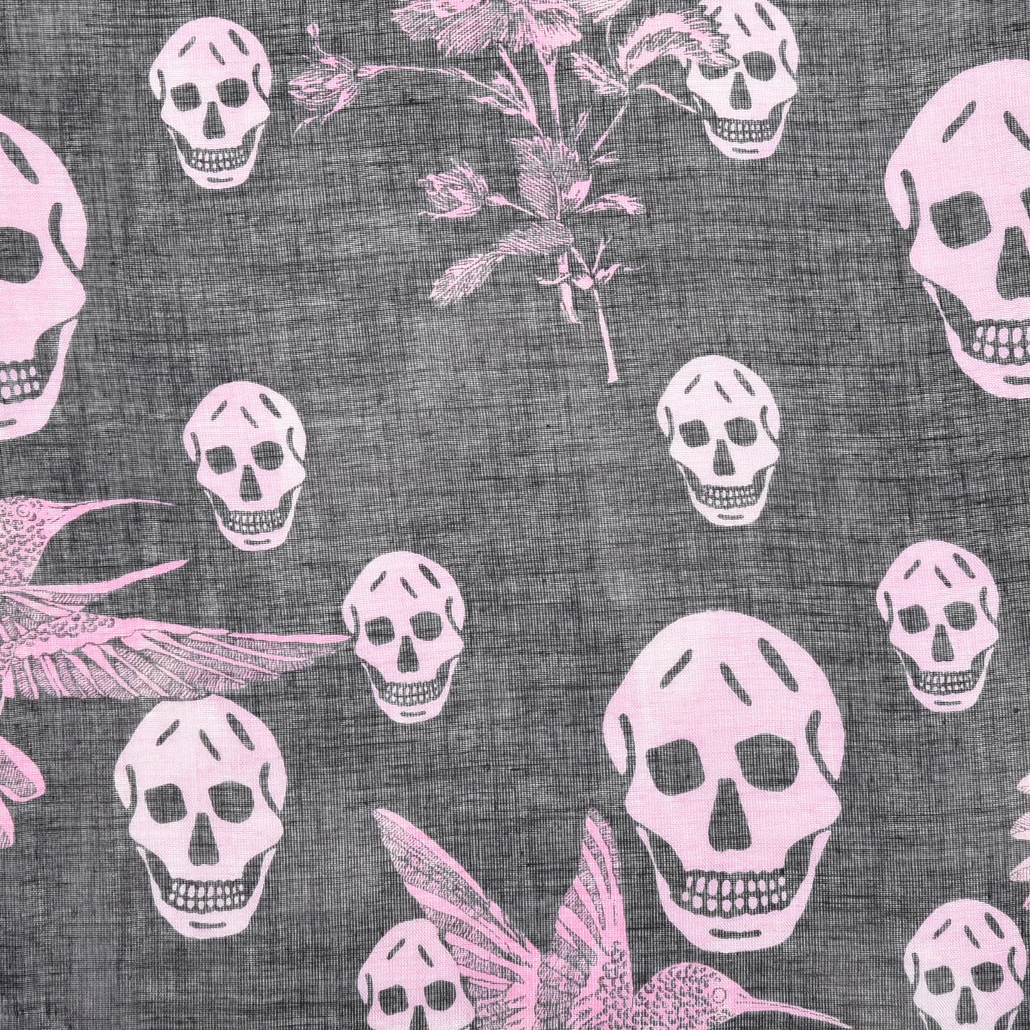 Modal Silk Hummingbird Skull Scarf Black
