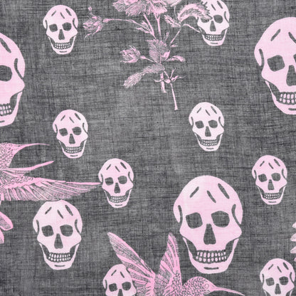 Alexander McQueen Modal Silk Hummingbird Skull Scarf Black 3 of 6