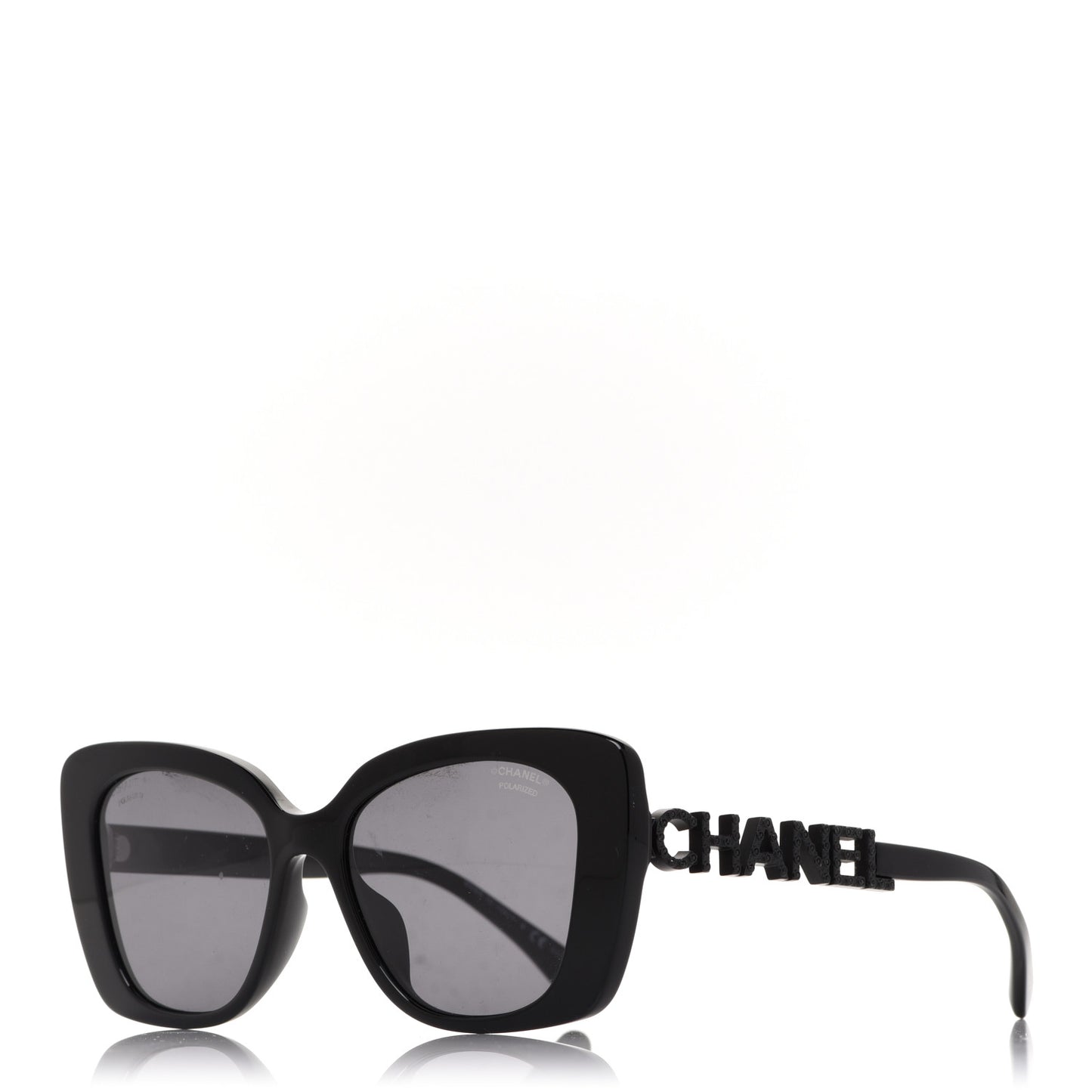 Acetate Strass Polarized Square Sunglasses 5422-B Black