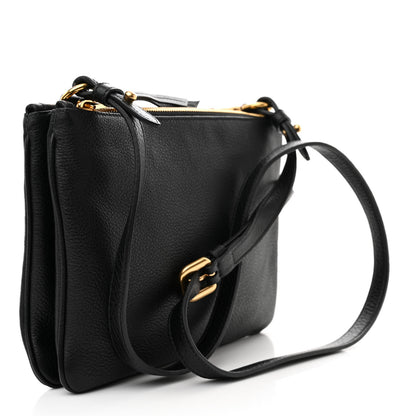 Prada Vitello Phenix Double Zip Crossbody Bag Black 3 of 11