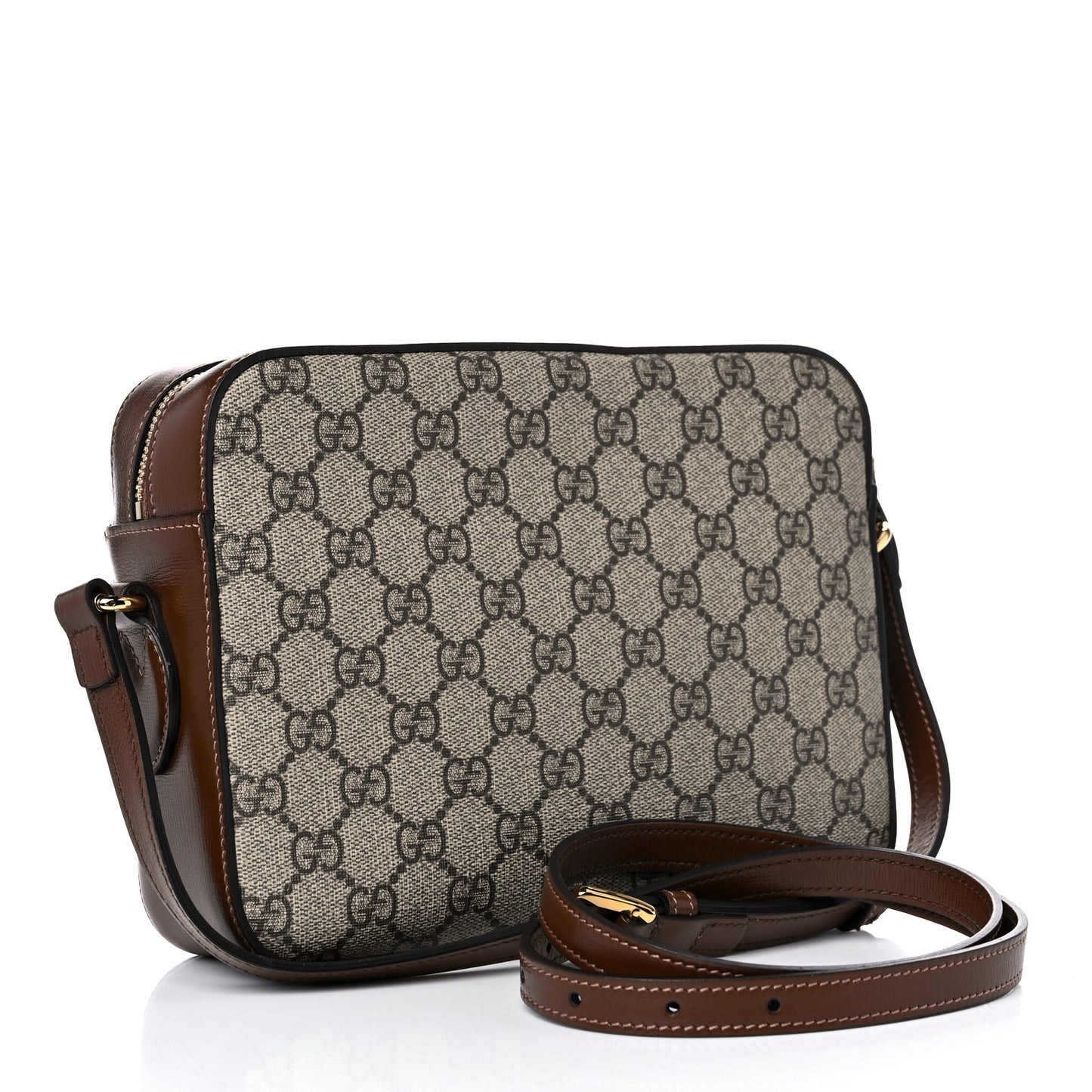GG Supreme Monogram Small Horsebit 1955 Shoulder Bag Beige Brown Sugar