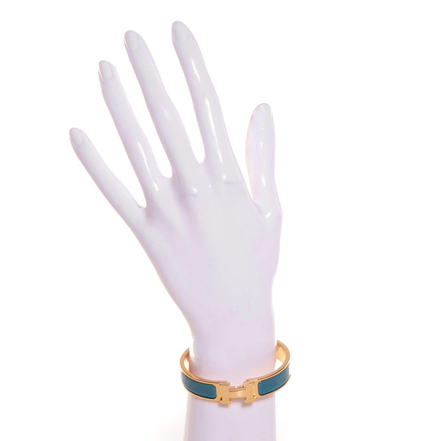 Enamel Clic H Bracelet Narrow PM Bleu Indien