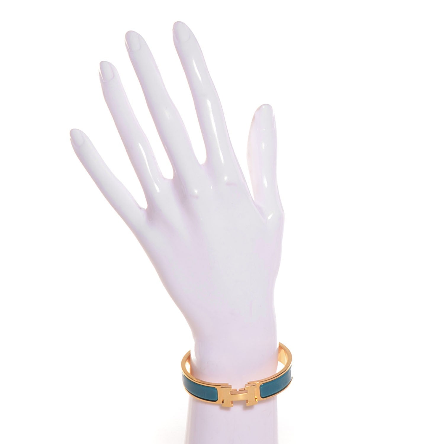 Hermes Enamel Clic H Bracelet Narrow PM Bleu Indien 2 of 6