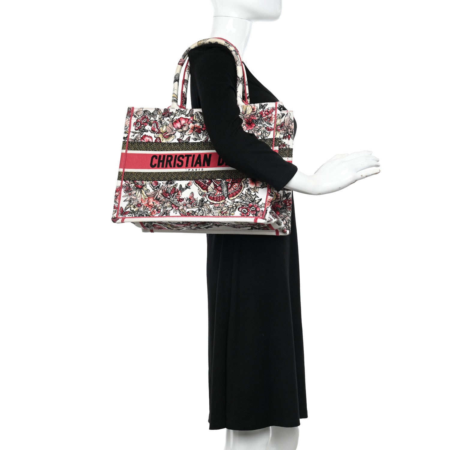 Christian Dior Canvas Embroidered Medium Butterfly Print Book Tote Multicolor 2 of 14