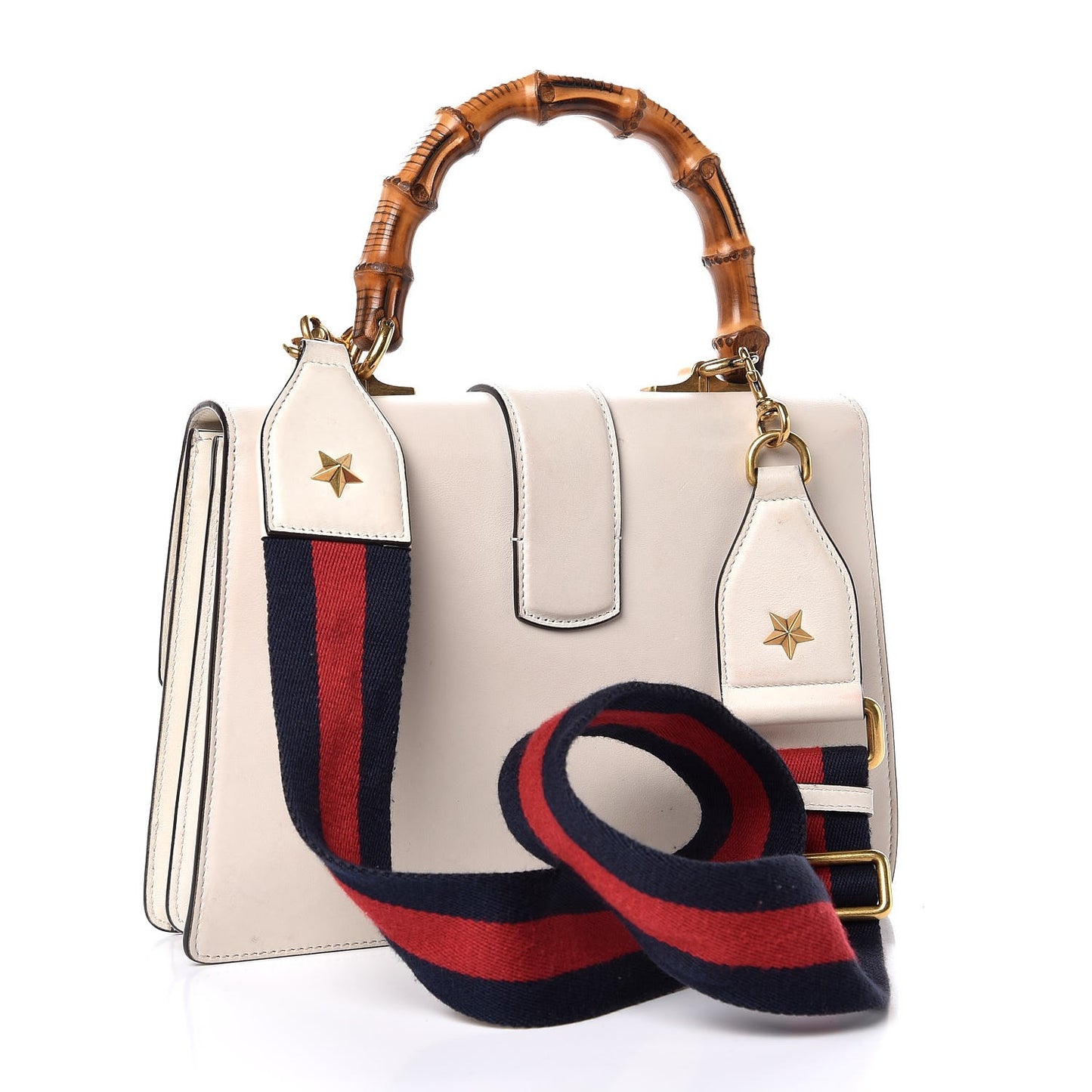 Calfskin Bamboo Web Medium Dionysus Top Handle Bag White Blue Hibiscus Red