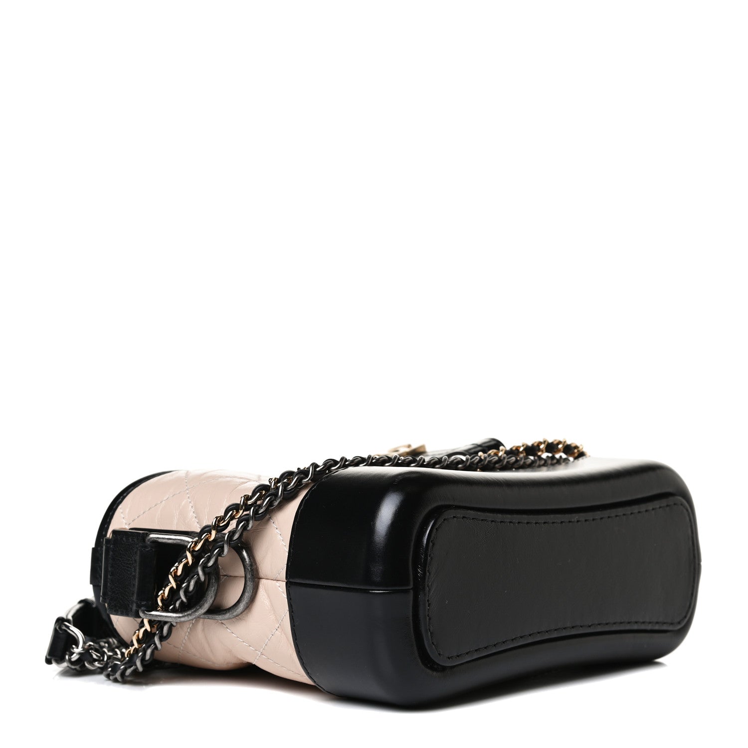Chanel Aged Calfskin Quilted Small Gabrielle Hobo Beige Black 4 of 14