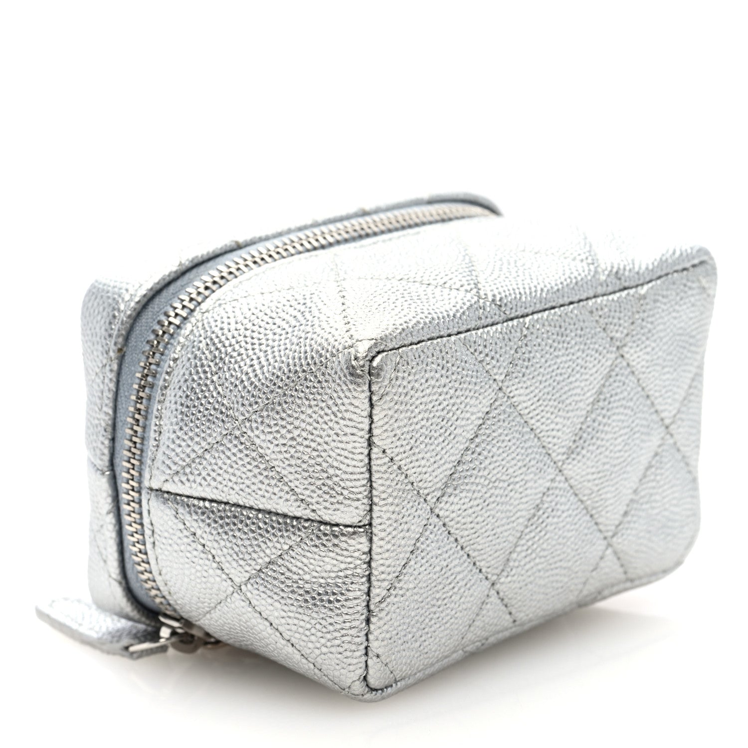 Chanel Metallic Caviar Quilted Mini Top Handle Vanity With Chain Silver 4 of 10
