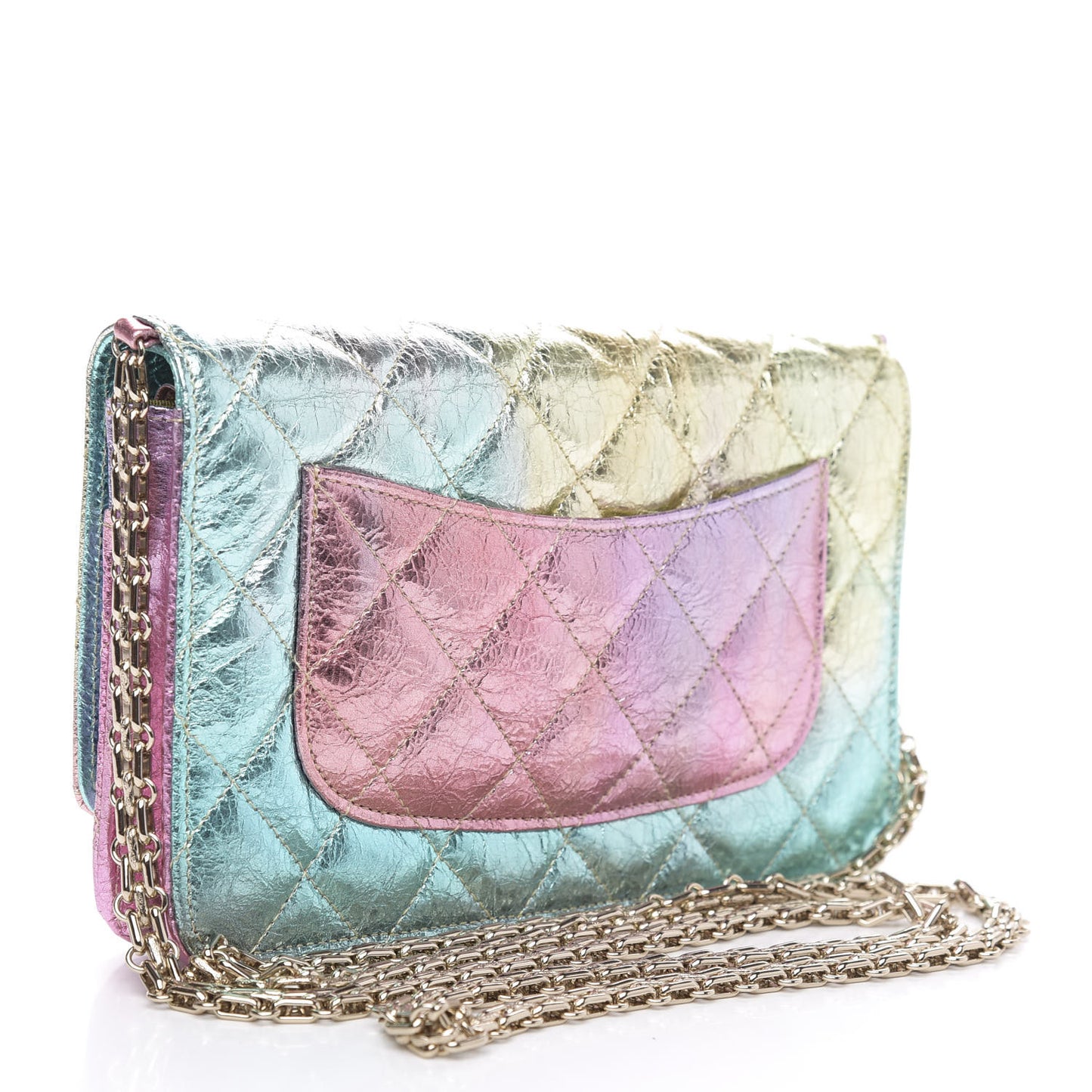 Metallic Goatskin Quilted 2.55 Reissue Wallet on Chain WOC Multicolor