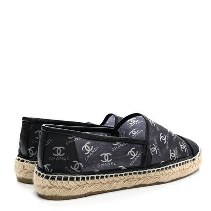Chanel Mesh Grosgrain CC Espadrilles 38 Black White 4 of 14