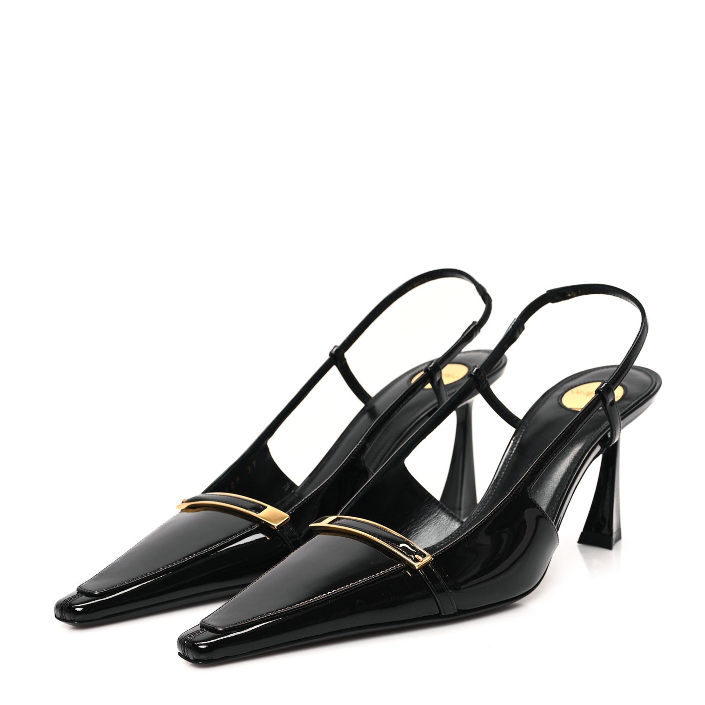 Patent Calfskin Jacqueline 75 Slingback Pumps 37 Black