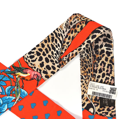 Hermes Silk Jungle Love Love Twilly Orange Bleu Brun 3 of 3