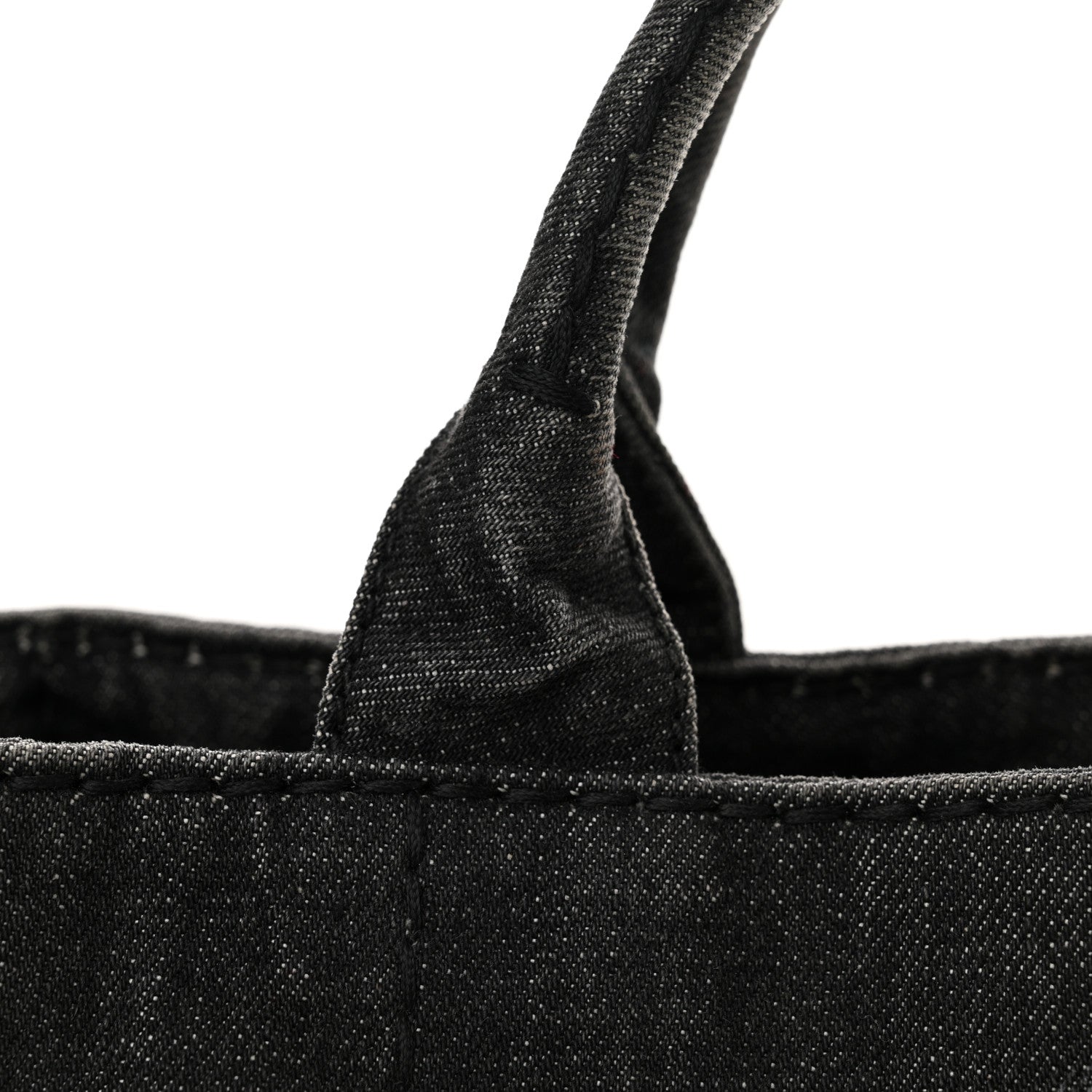 Prada Denim Small Logo Tote Black 17 of 22