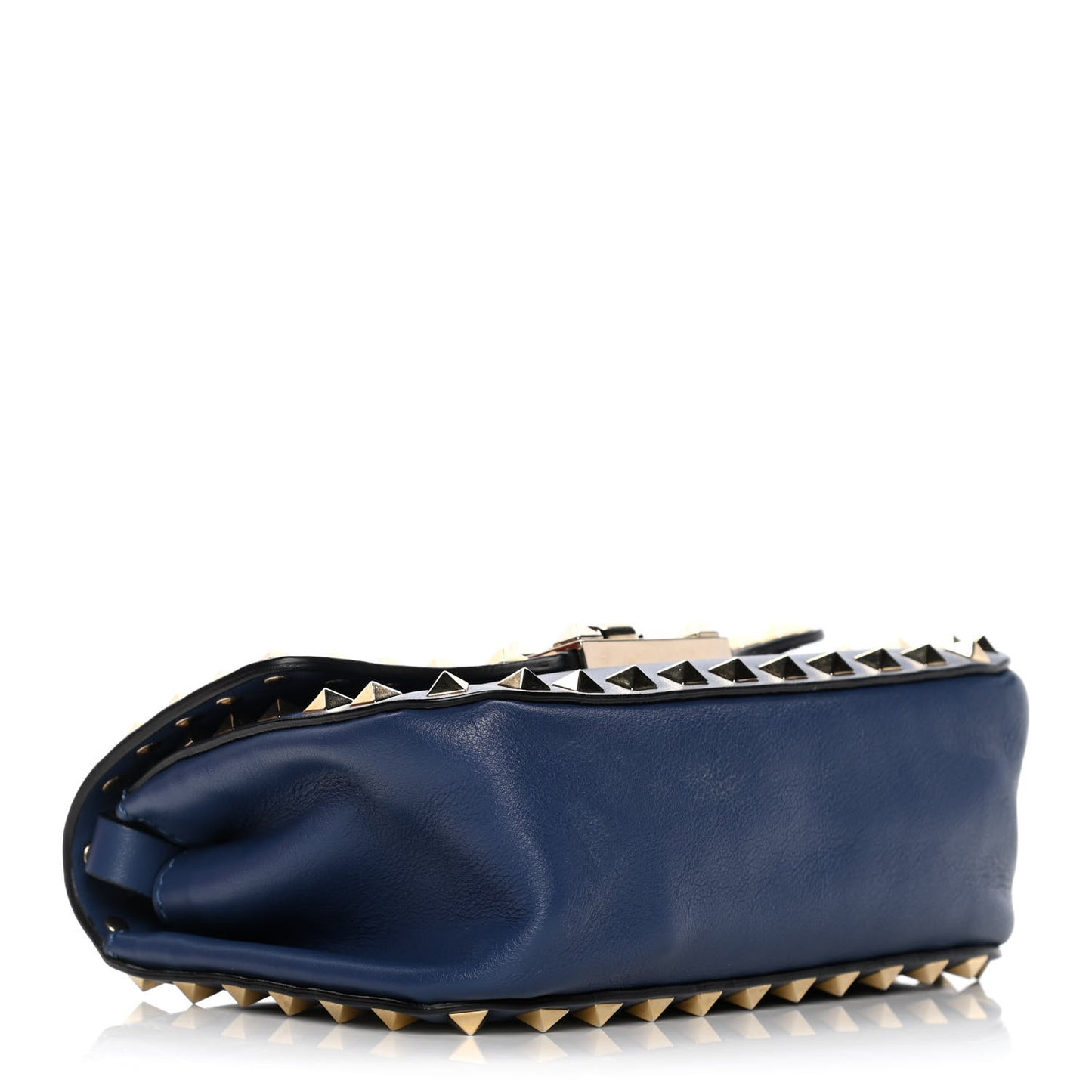 Vitello Mini Rockstud Flap Saddle Crossbody Bag Indigo