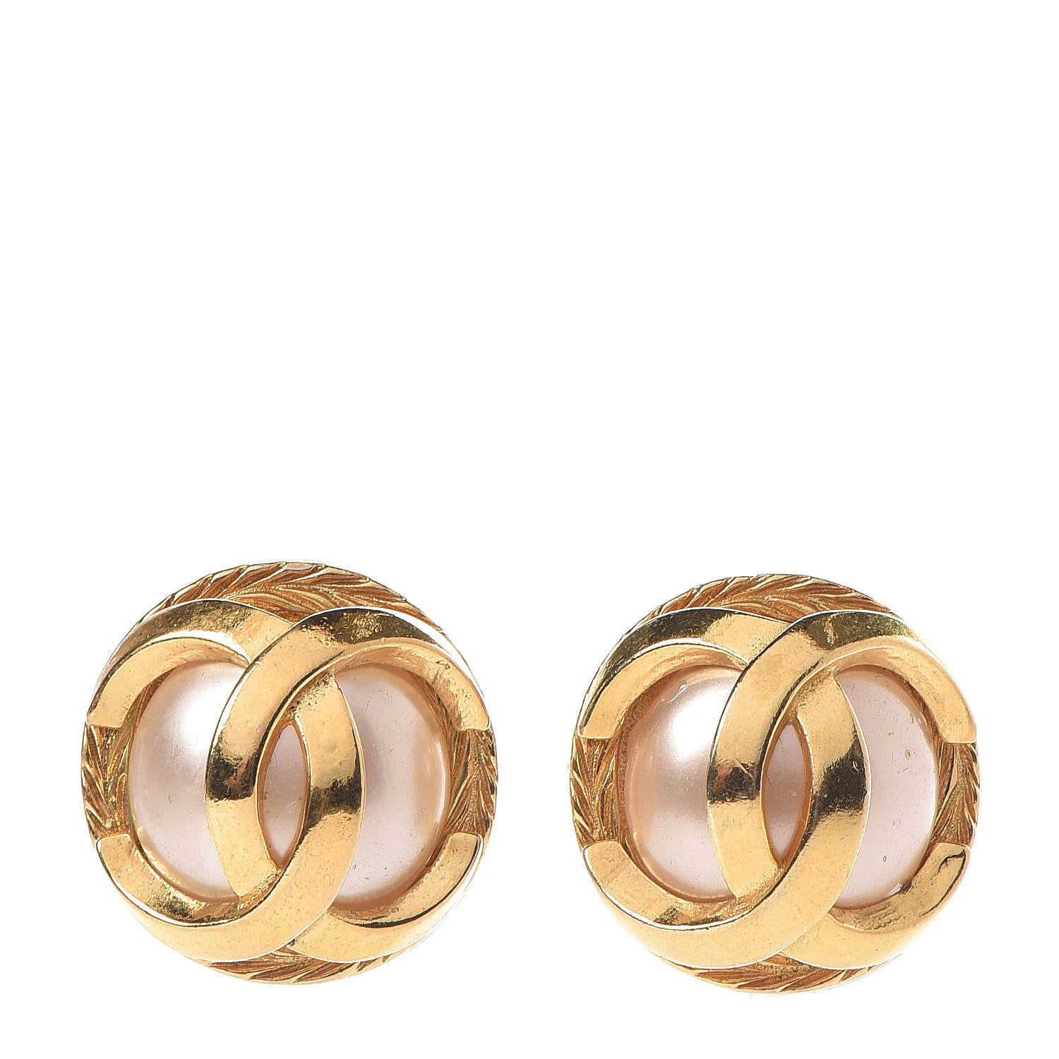 Chanel Pearl CC Clip On Earrings Gold 1 of 8