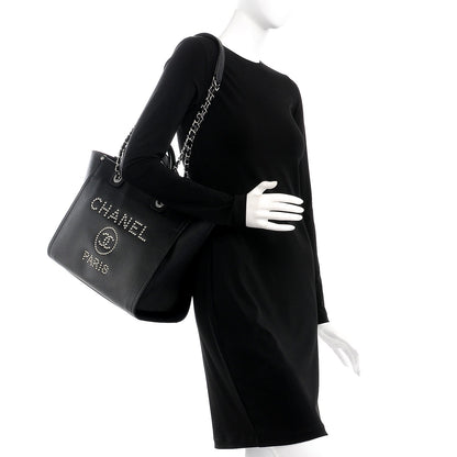 Chanel Caviar Small Studded Deauville Tote Black 2 of 9