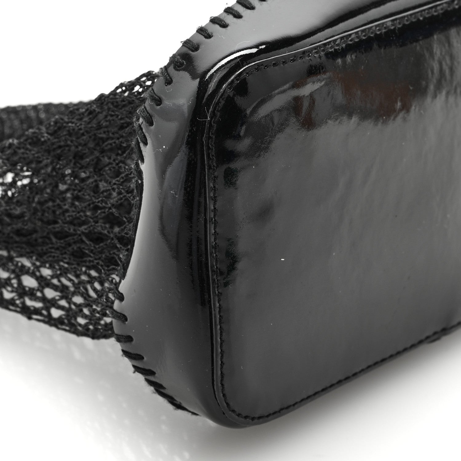 Prada Tessuto Mesh Patent Rete Bag Black 7 of 8