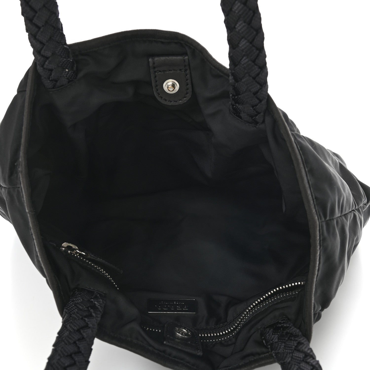 Prada Tessuto Nylon Braided Tote Black 5 of 9
