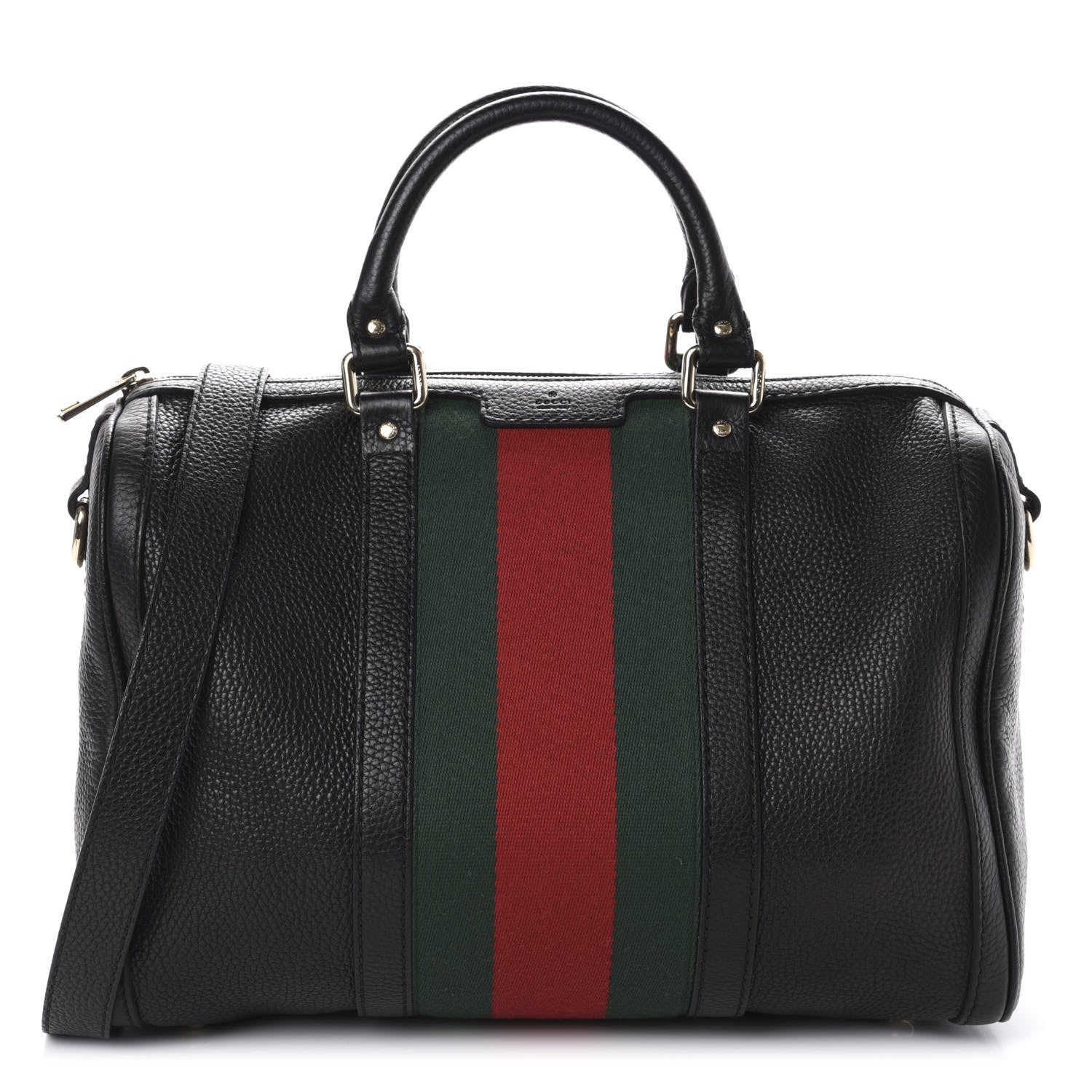 Gucci Calfskin Vintage Web Medium Boston Black 1 of 13
