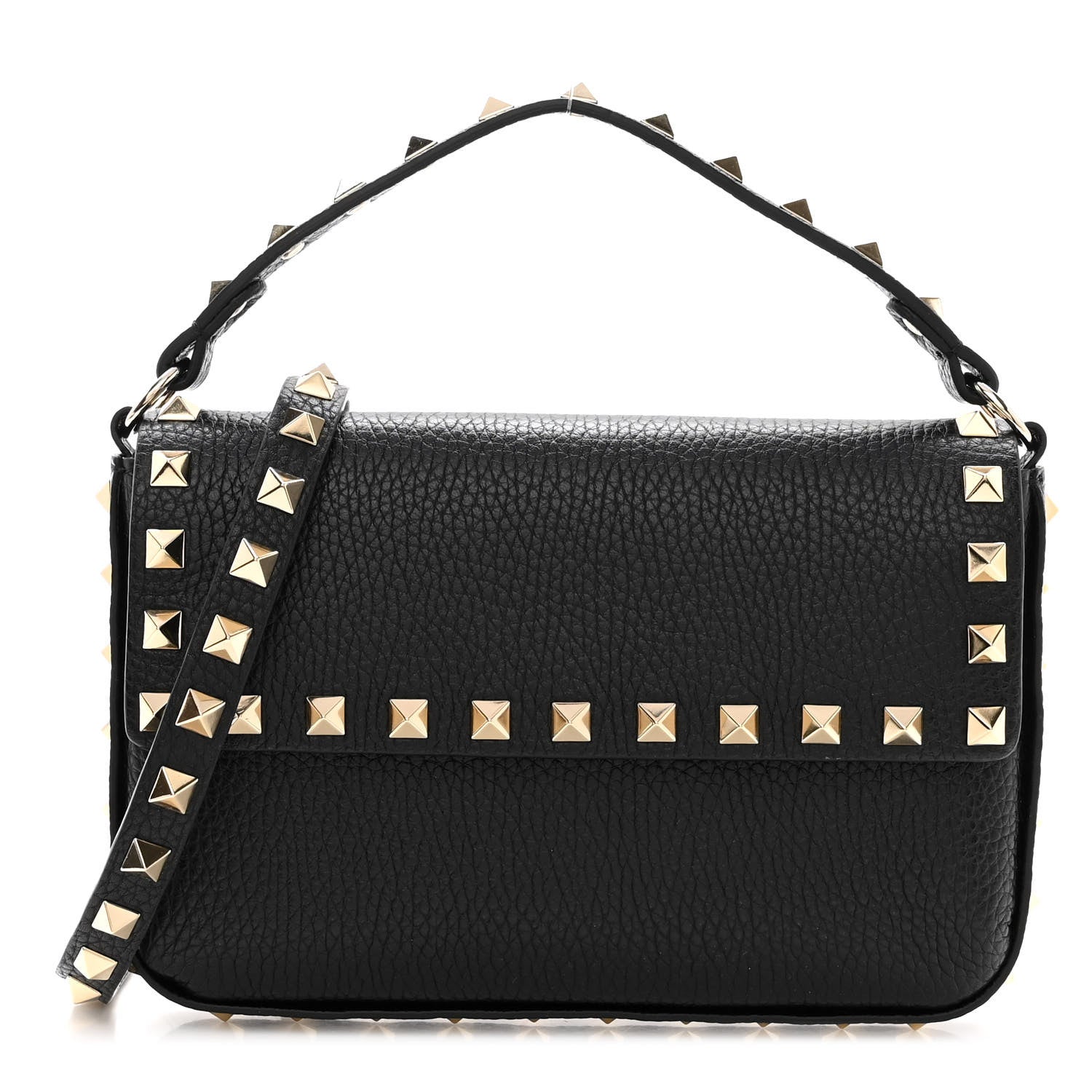 Valentino Garavani Grainy Calfskin Rockstud Crossbody Pouch Black 1 of 10