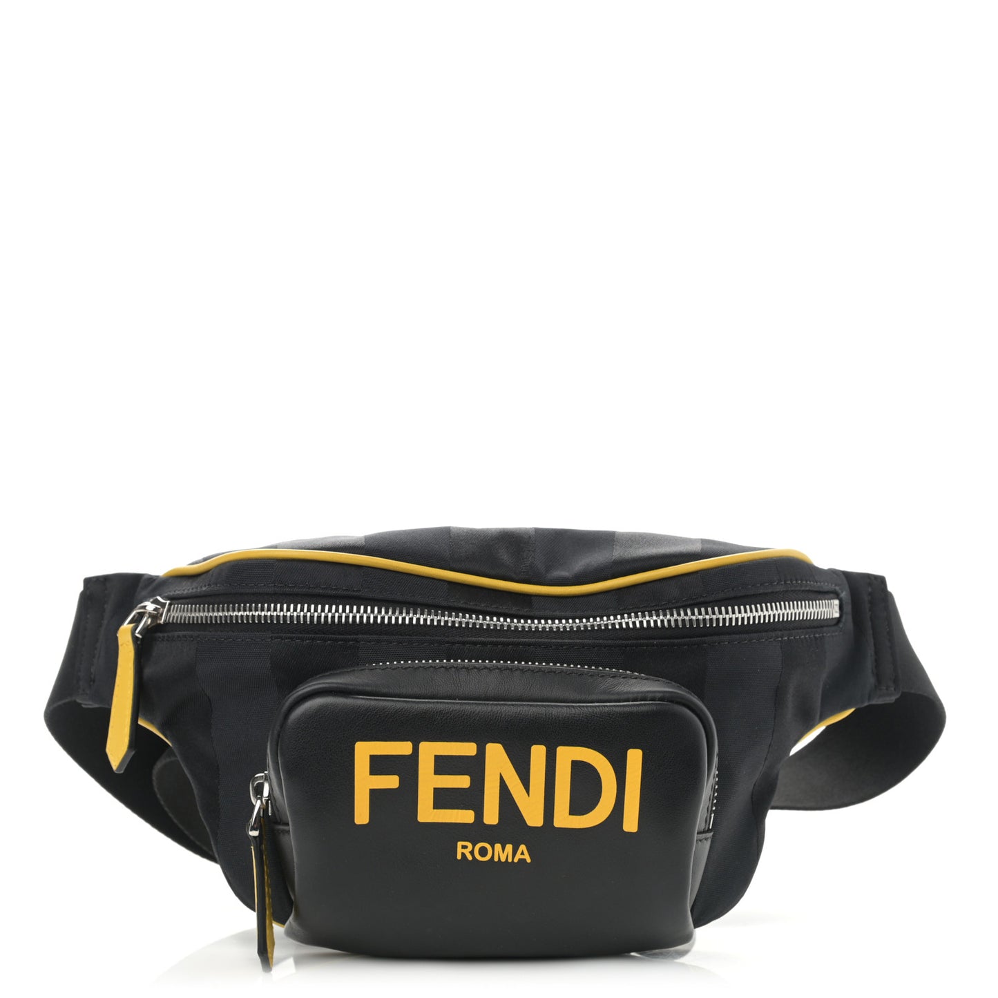 Recycled Nylon Vitello Grace Light Pequin Logo Pocket Belt Bag Black Sunflower