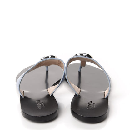 Gucci Calfskin GG Marmont Thong Sandals 38.5 Porcelain Light Blue 5 of 8