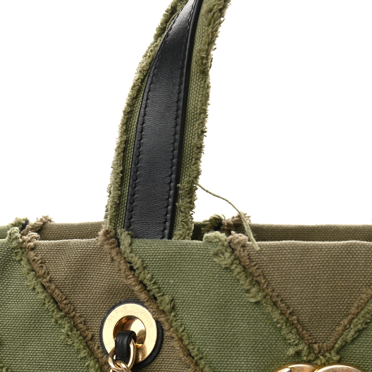 Canvas Chevron Cuba Patchwork Shopper Tote Khaki