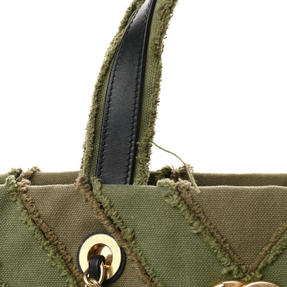 Chanel Canvas Chevron Cuba Patchwork Shopper Tote Khaki 12 of 13