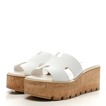 Hermes Calfskin Cork Eze 30 Sandals 40 White 3 of 9