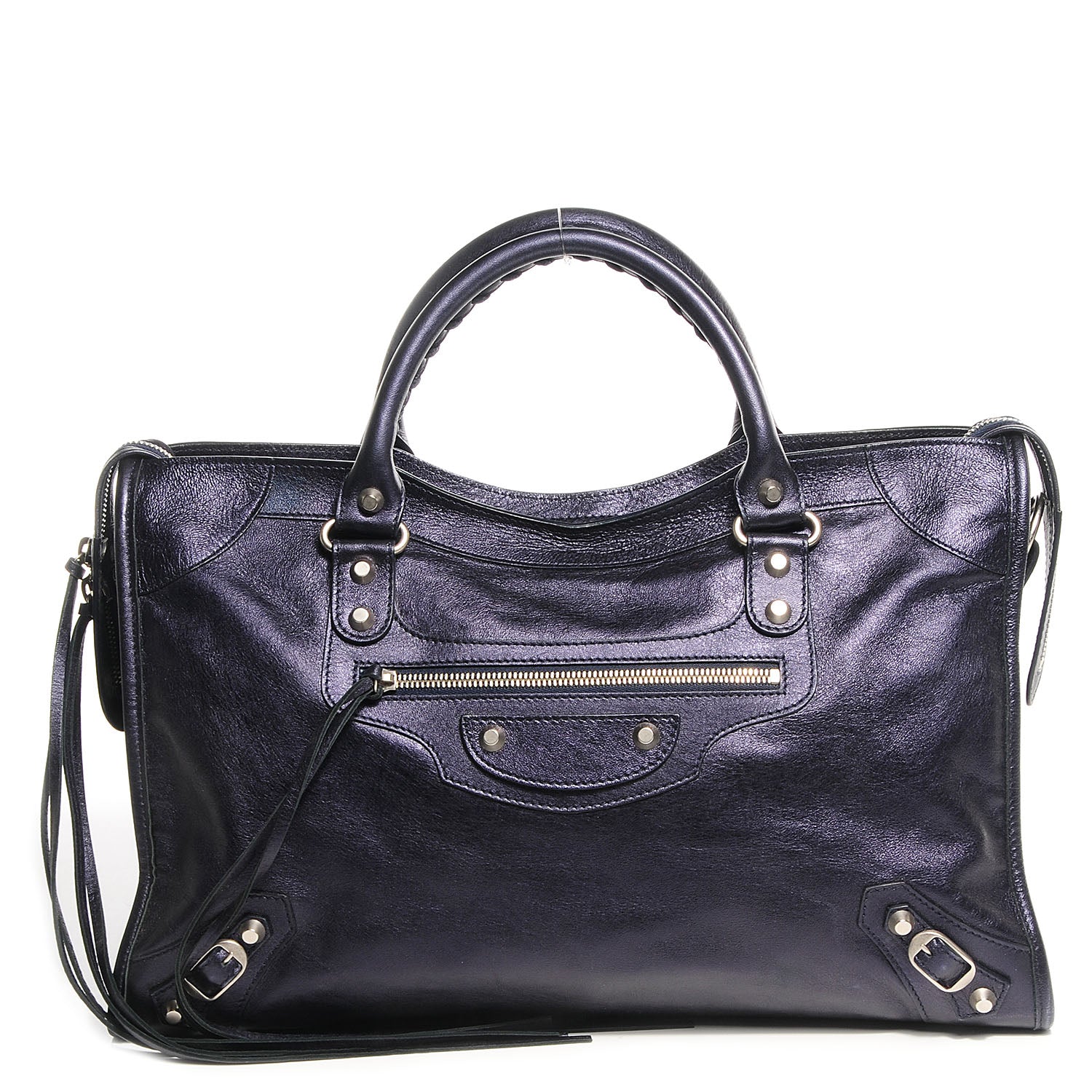 Balenciaga Metallic Agneau Classic Silver Hardware City Dark Purple 1 of 14